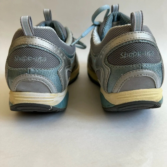Skechers Womens Shape Ups 12320 Silver Blue Casual Shoes Sneakers Sz 8 Leather - Picture 5 of 13